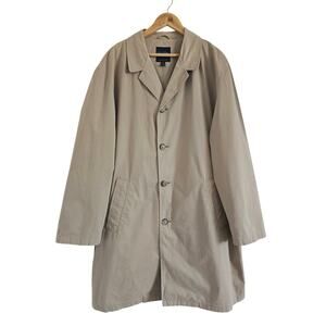 Brooks Brothers Mens 42R Trench Coat Khaki 100% Cotton Made in USA Preppy